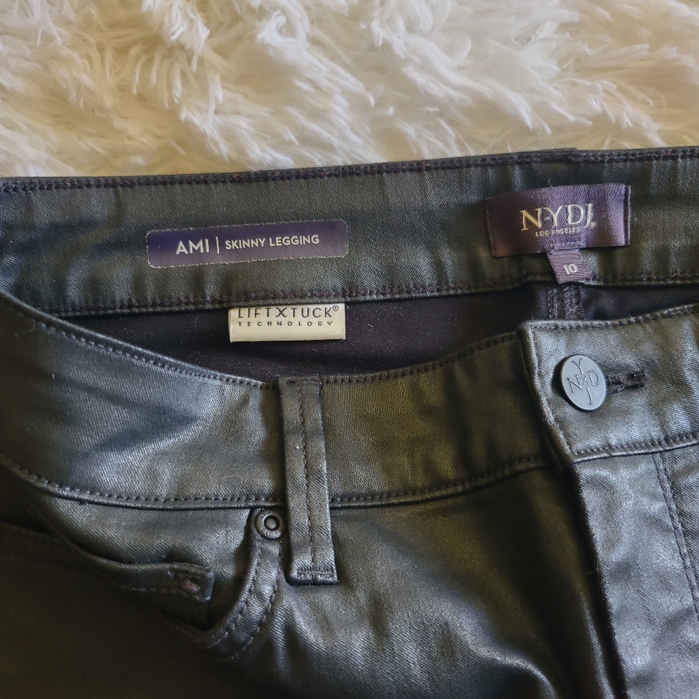 NYDJ Black Coated AMI Skinny Legging Jeans Size 10 NWOT